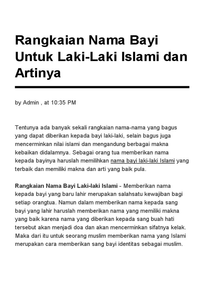 Rangkaian Nama Bayi Untuk LakiLaki Islami Dan Artinya ARJOENA PDF