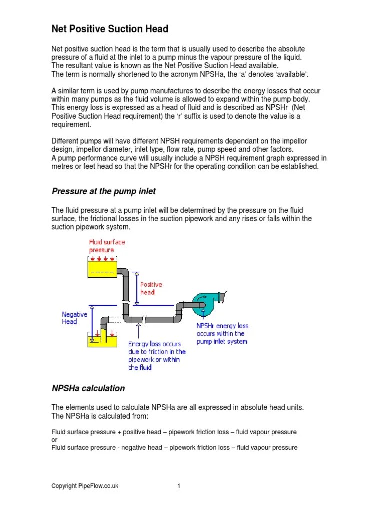 Net Positive Suction Head or NPSH Phases Of Matter Pressure