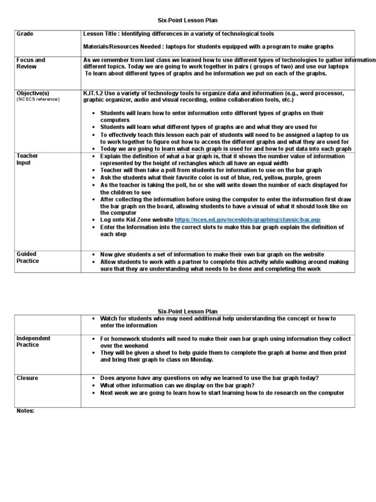 Sixpoint Lesson Plan For Kindergarten Common Core PDF Lesson Plan Teaching