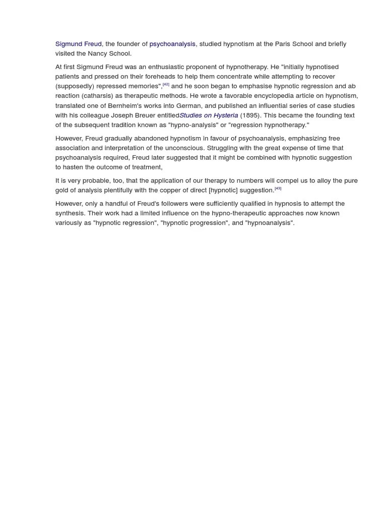 Sigmund Freud Psychoanalysis Studies On Hysteria PDF