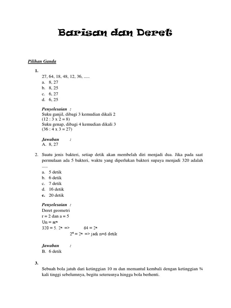 Aritmatika, add to my workbooks (0) barisan dan deret aritmetika : Soal Baris Aritmatika Dan Jawabannya Kumpulan Contoh Surat Dan Soal Terlengkap