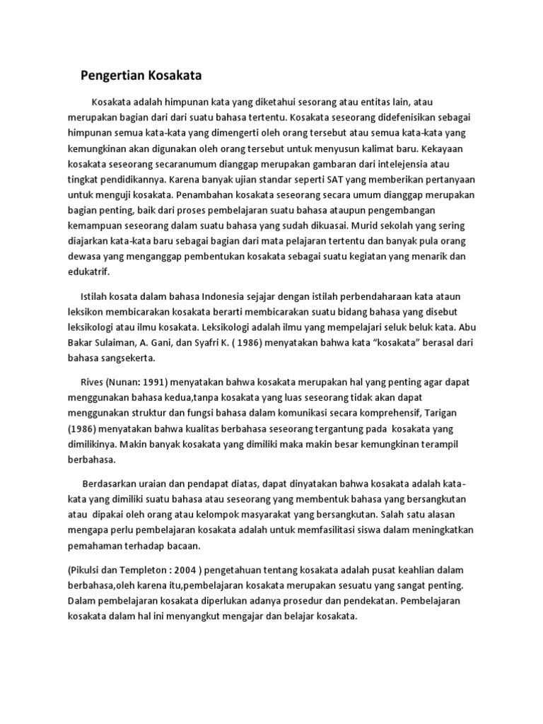 Pengertian Kosakata | PDF