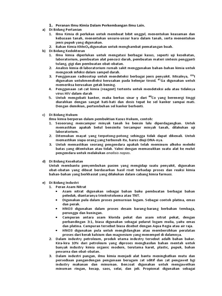 Peranan Ilmu Kimia Dalam Perkembangan Ilmu Lai1 | PDF