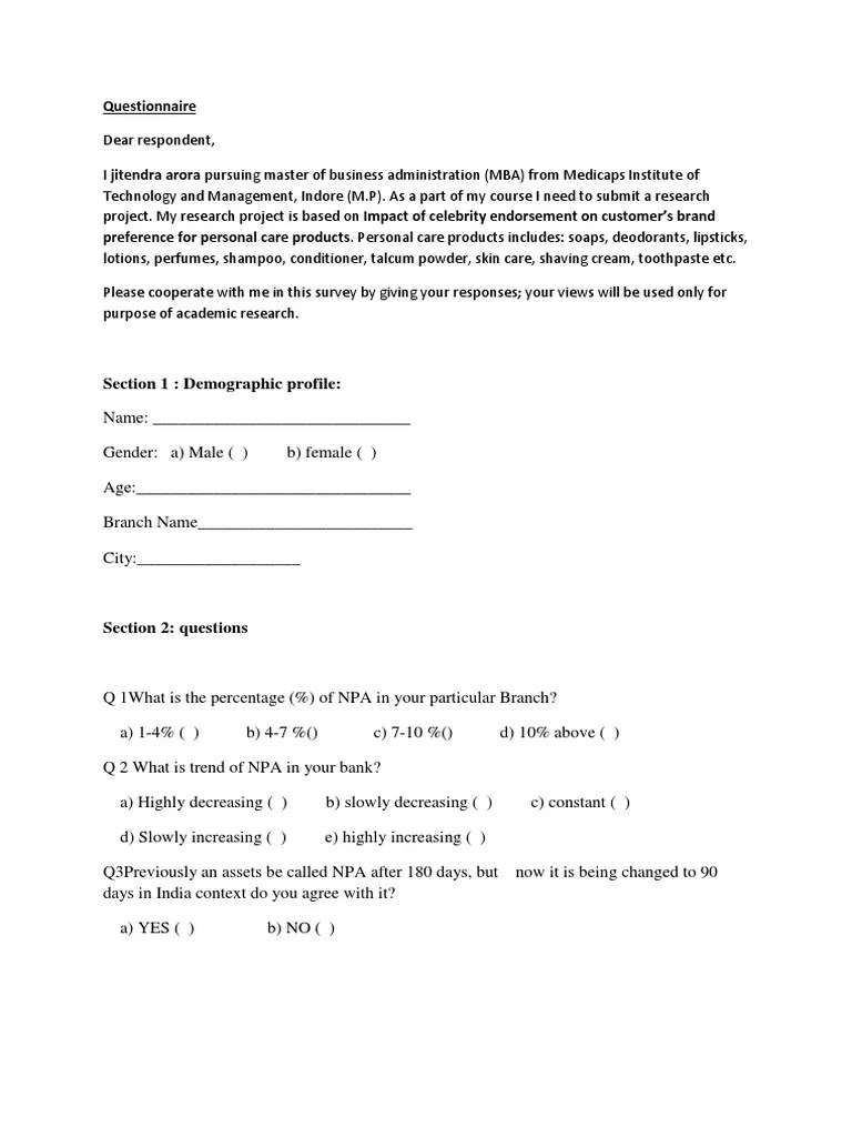 Revised Questionnaire Securitization Loans