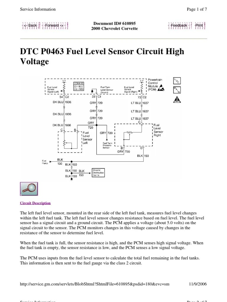 C5-DTC P0463 Fuel Level Sensor Circuit High Voltage | PDF | Electrical