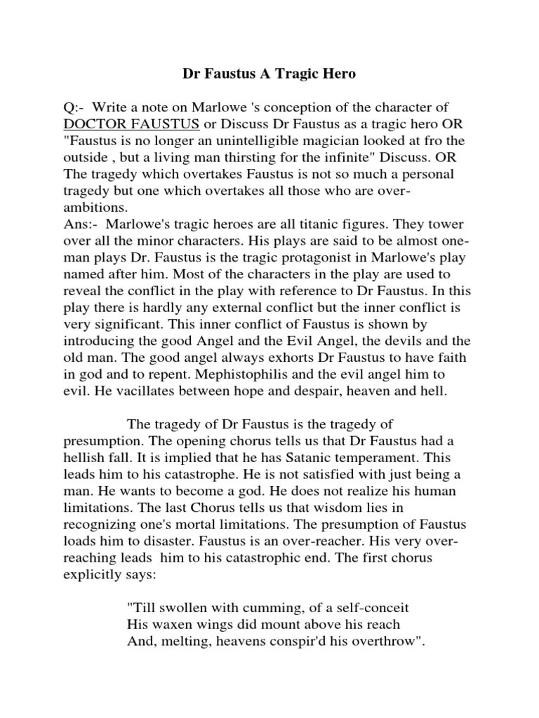 Dr Faustus a Tragic Hero Religious Belief And Doctrine Mythology