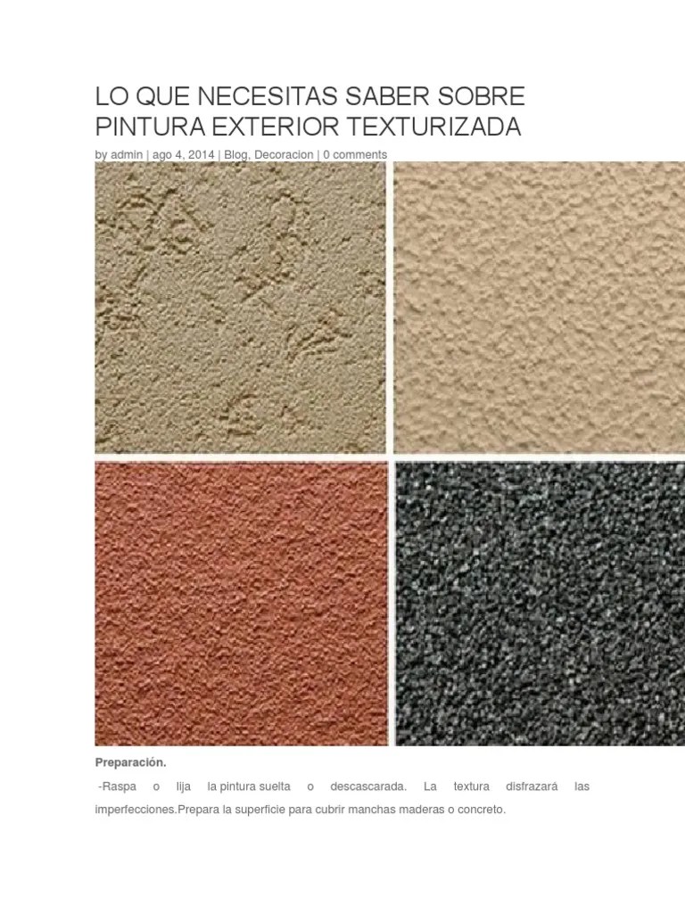 Lo Que Necesitas Saber Sobre Pintura Exterior Texturizada | Pdf