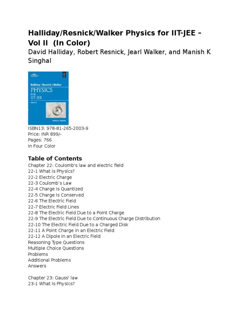 Table of Contents and Overview of Key Concepts Covered in Halliday