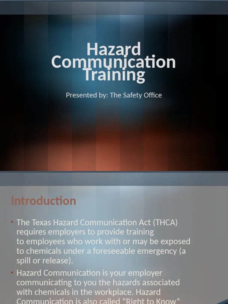 Hazard Communication Training PDF Labour Relations Environmental