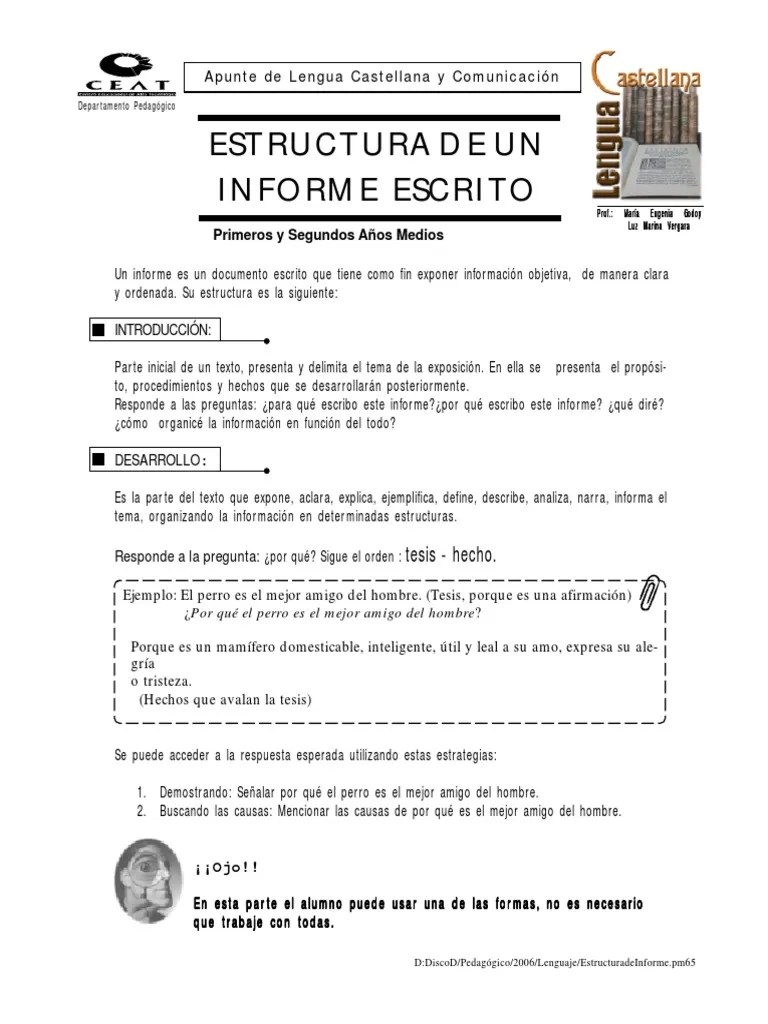 Estructura de Un Informe Escrito