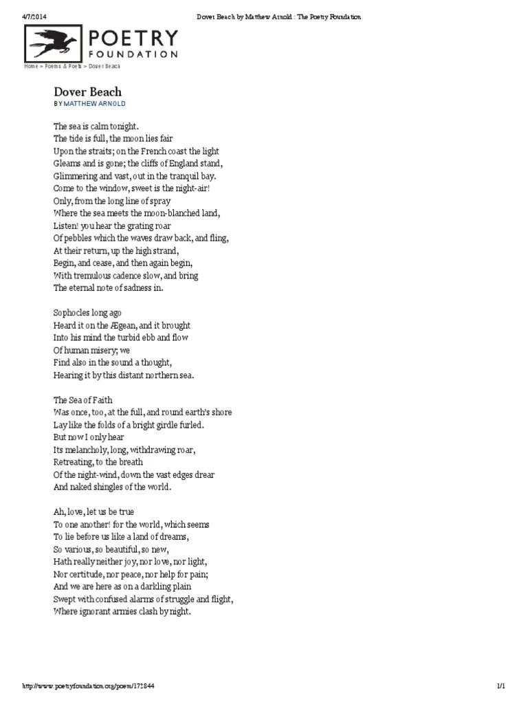 Dover Beach by Matthew Arnold The Poetry Foundation PDF