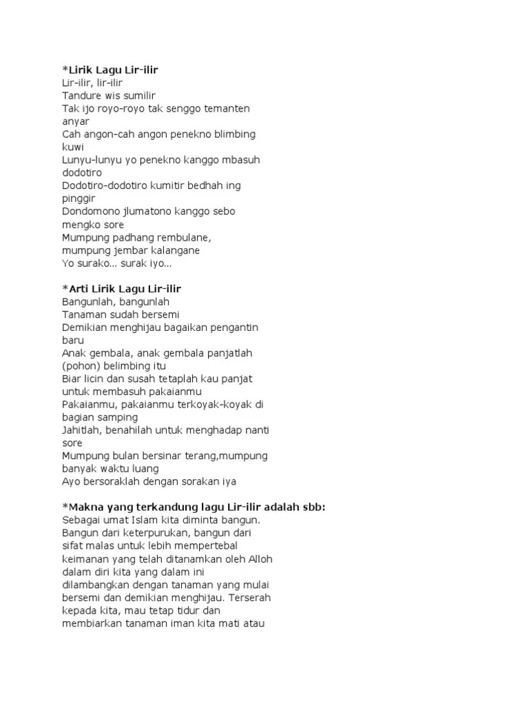 Syair Lir Ilir Apa Bagaimana