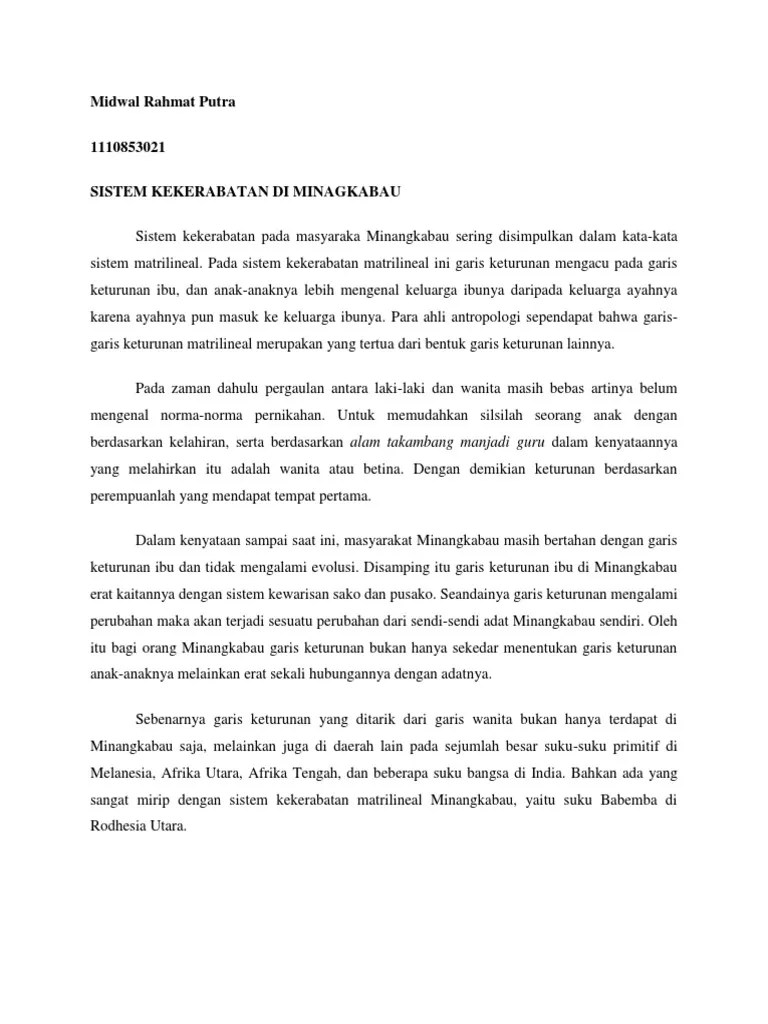 Sistem Kekerabatan Di Minangkabau | PDF