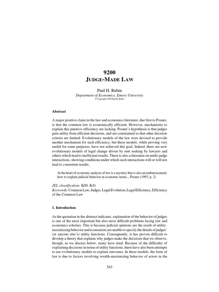 JudgeMade Law Precedent Law And Economics Free 30day Trial Scribd