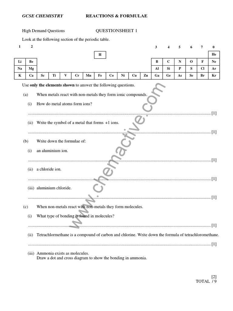 ️O Level Chemistry Worksheets Free Download Gambr.co