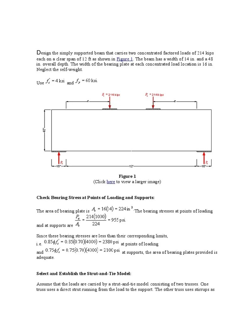 Deep Beam Design Example PDF Truss Stress (Mechanics)