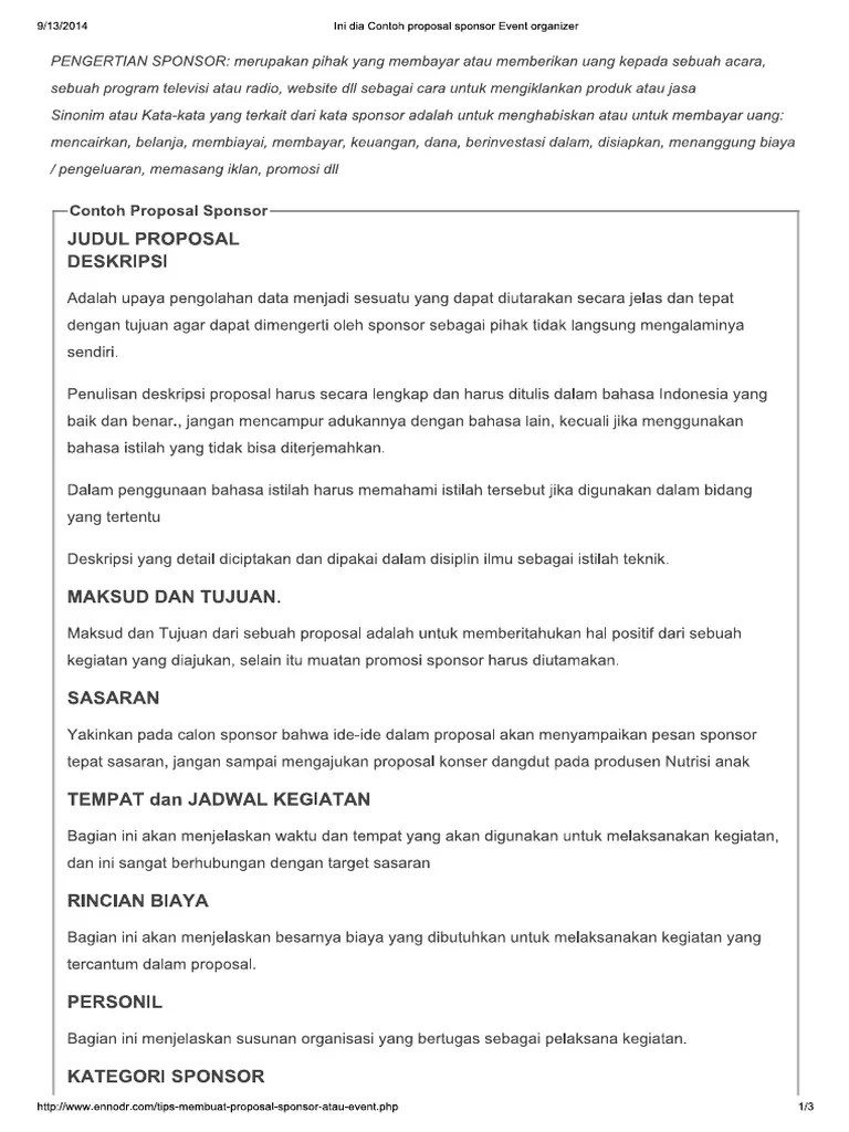 Contoh Proposal Sponsor Event Organizer