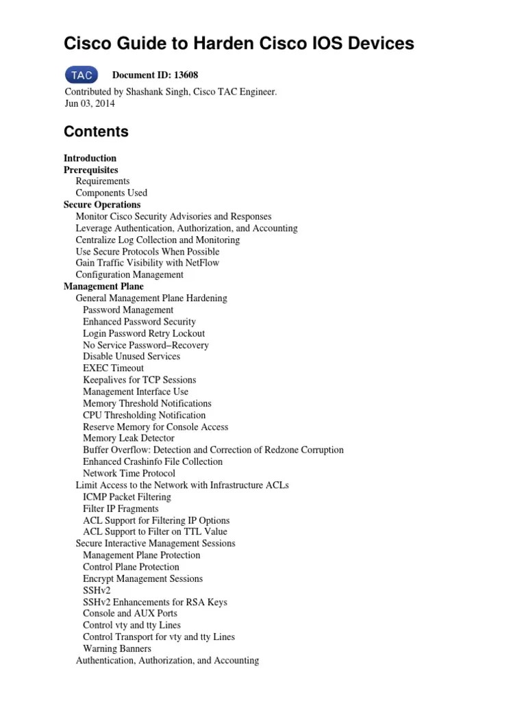 Guide To Hardening Cisco Routers PDF Secure Shell Transport Layer
