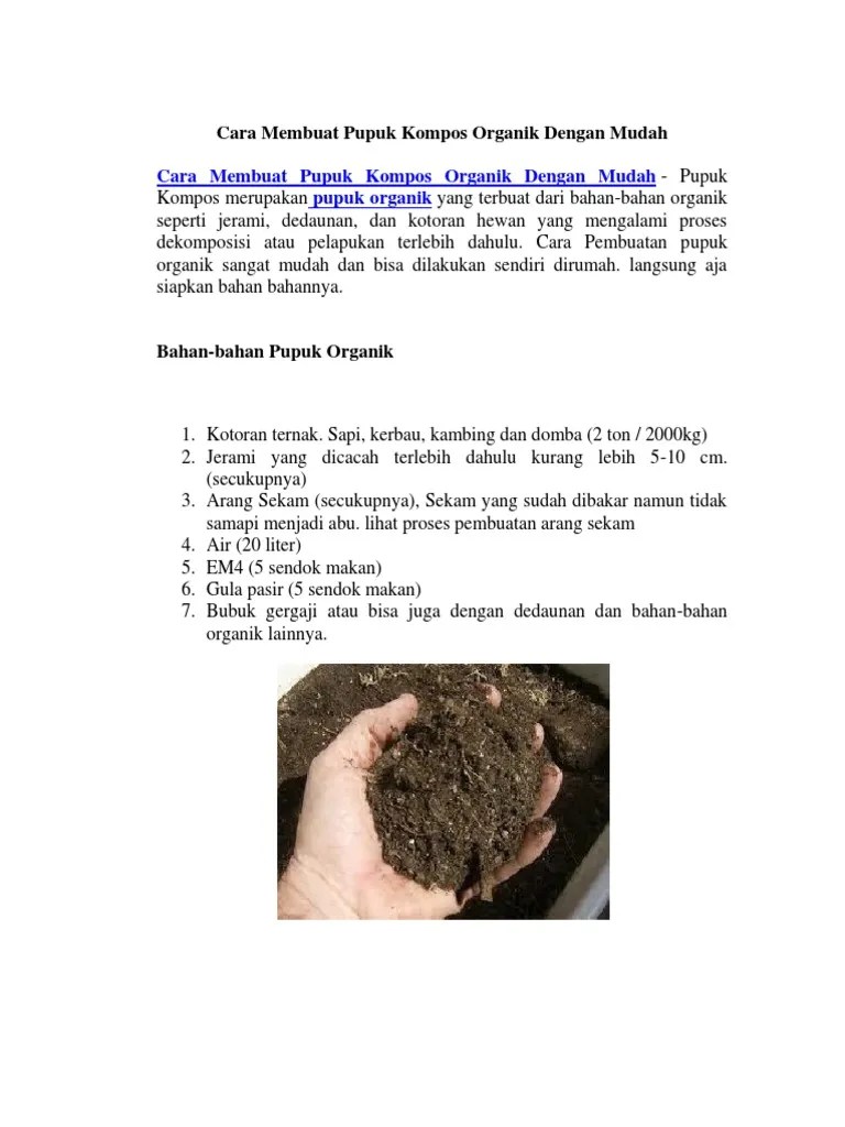 Cara Membuat Pupuk Kompos Organik Dengan Mudah | PDF