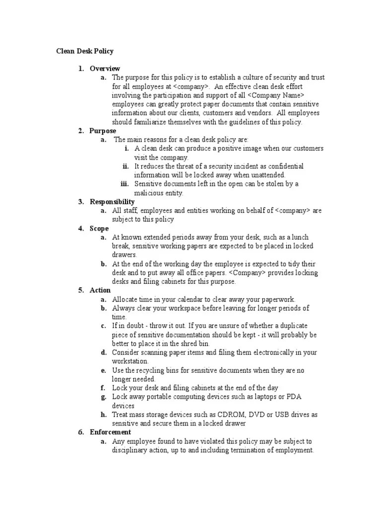 Clean Desk Policy PDF