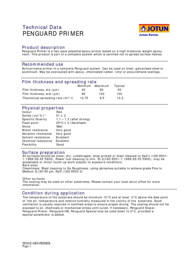 Penguard Primer Datasheet " Azadjotun" PDF Epoxy Paint