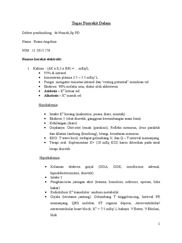 Rumus Koreksi Na K Albumin | PDF