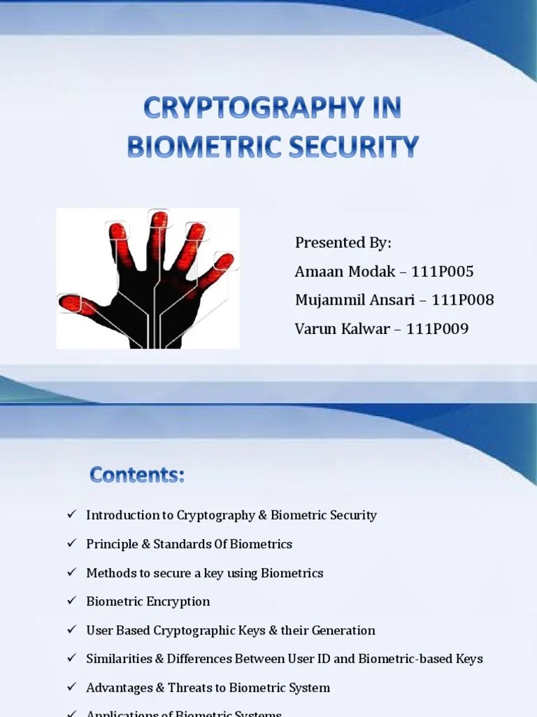 Cryptography in Biometric Security PDF Biometrics Key (Cryptography)