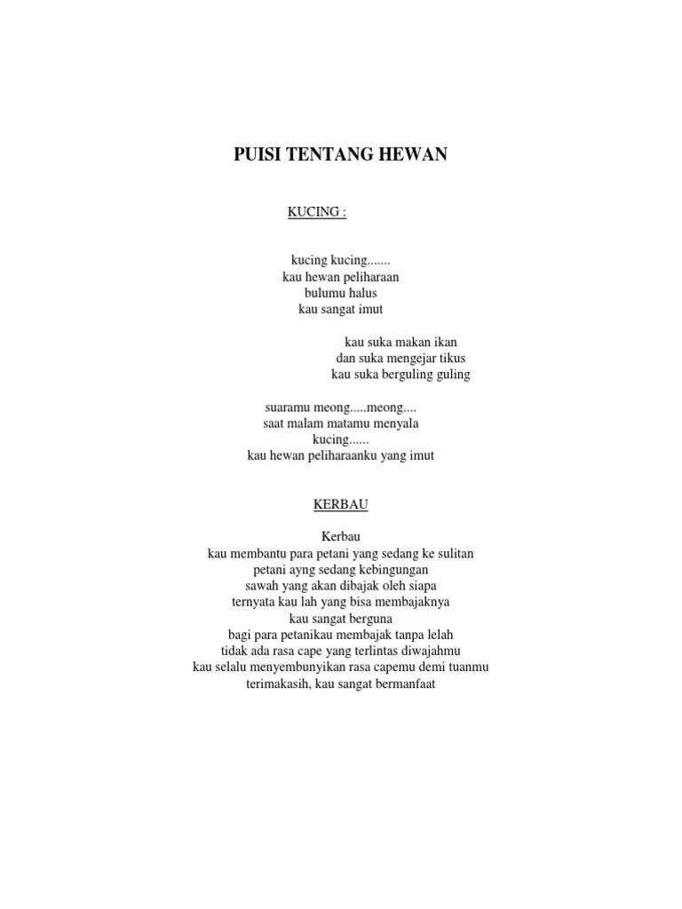 Puisi Tentang Hewan | PDF
