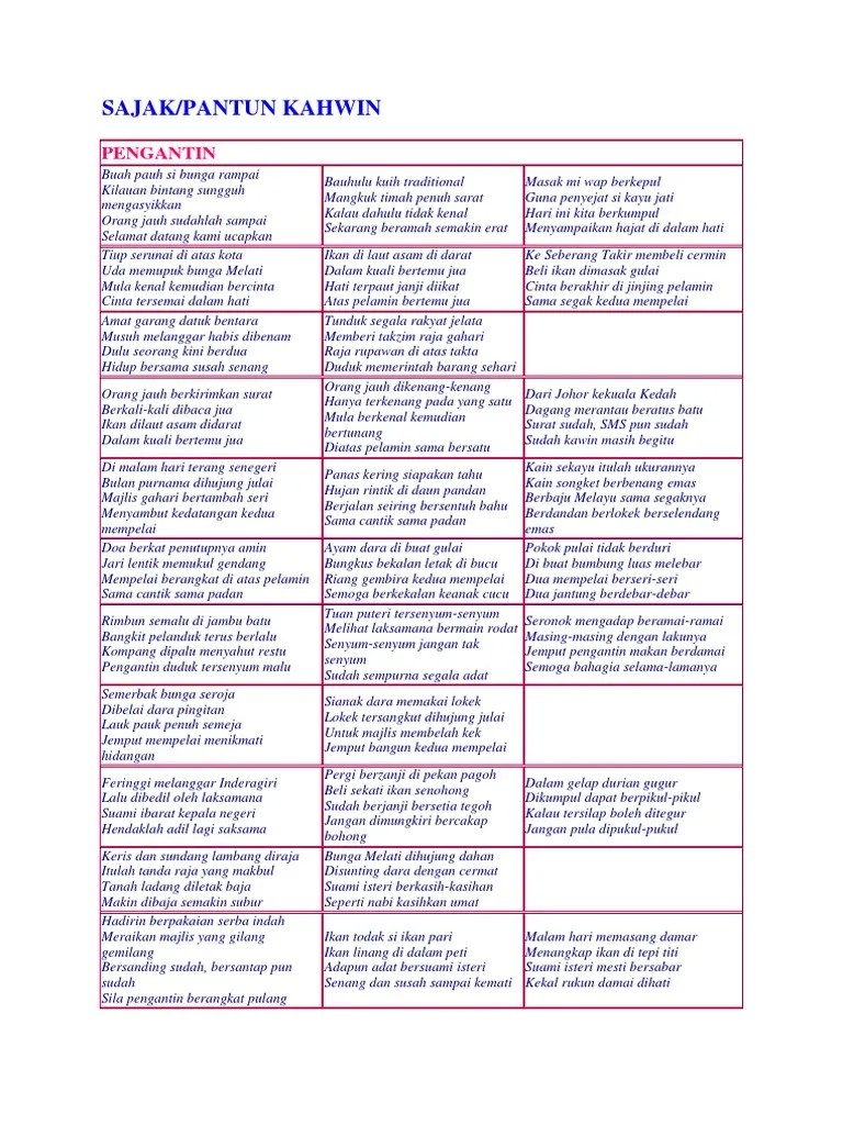 Tercepat Pantun Pengantin Baru