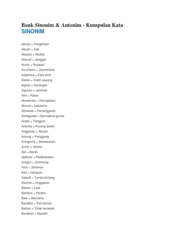 Sinonim Dan Antonim | PDF