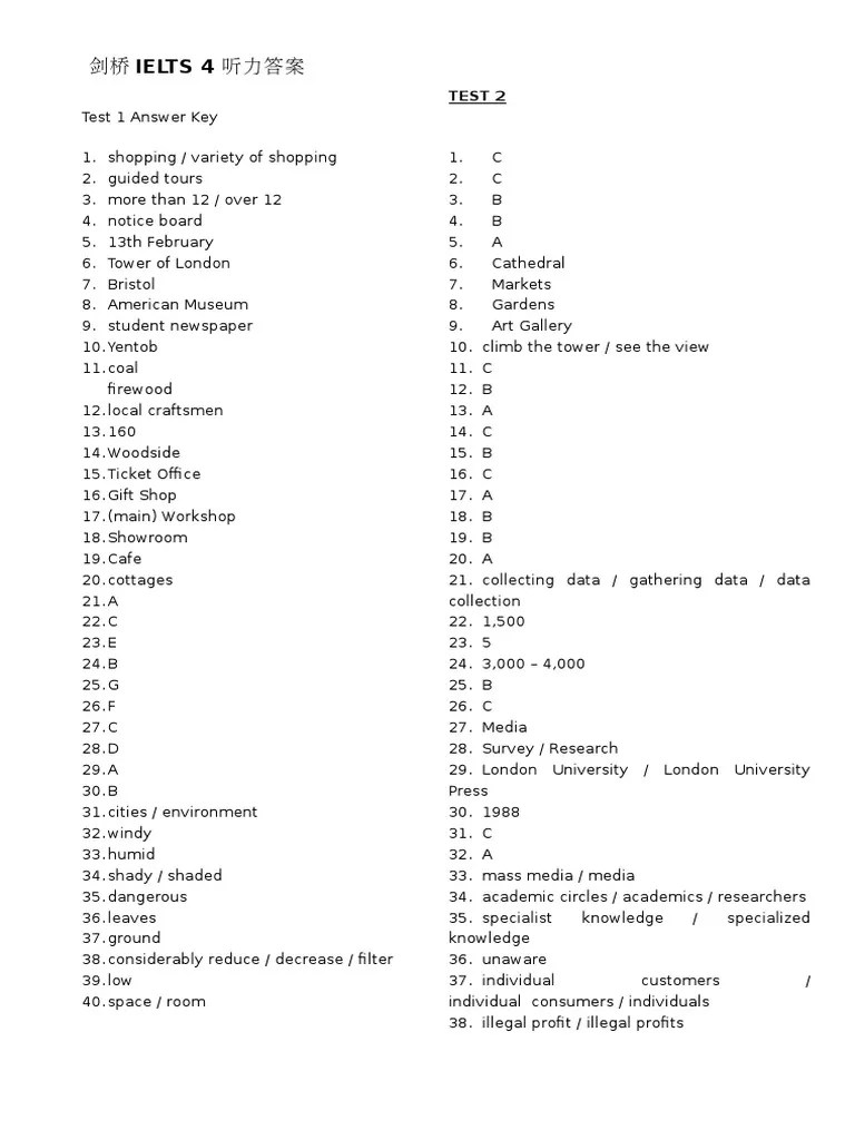 IELTS4 Answer Keys | PDF | Communication | Science