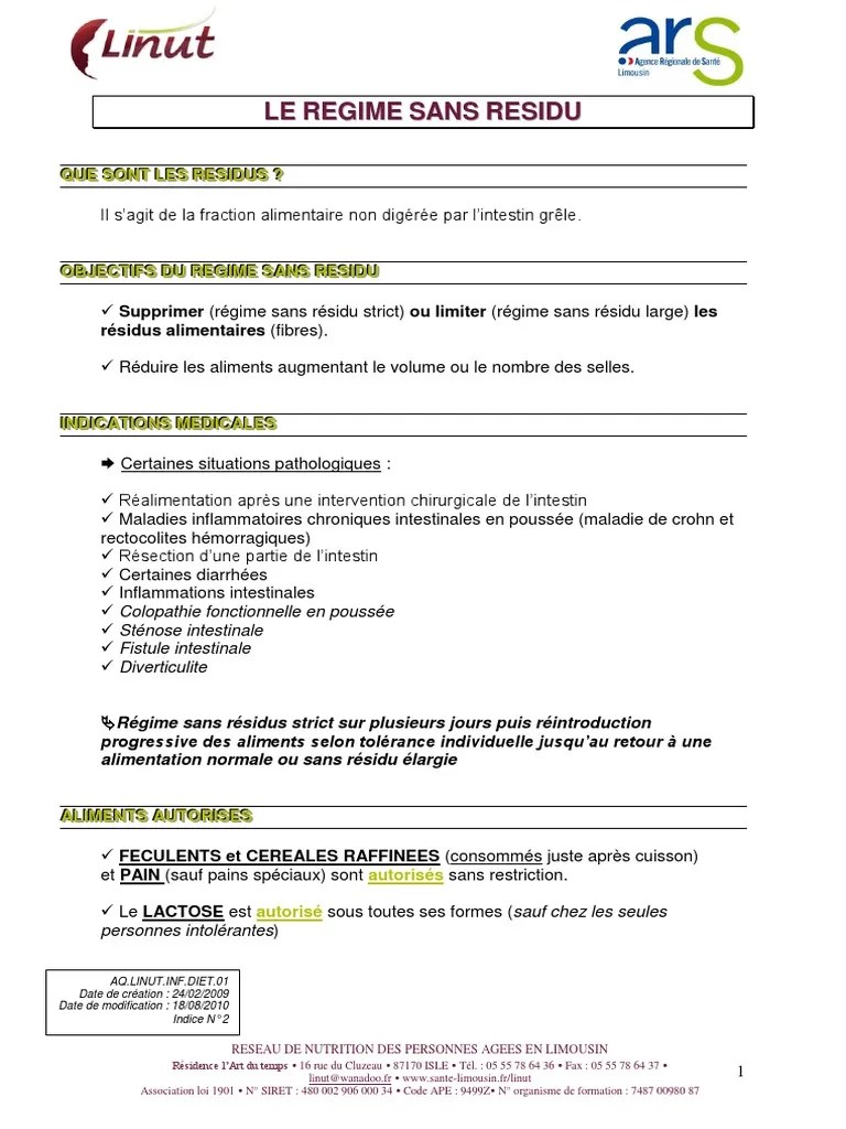 Le regime sans residu.pdf Légumes Nourritures