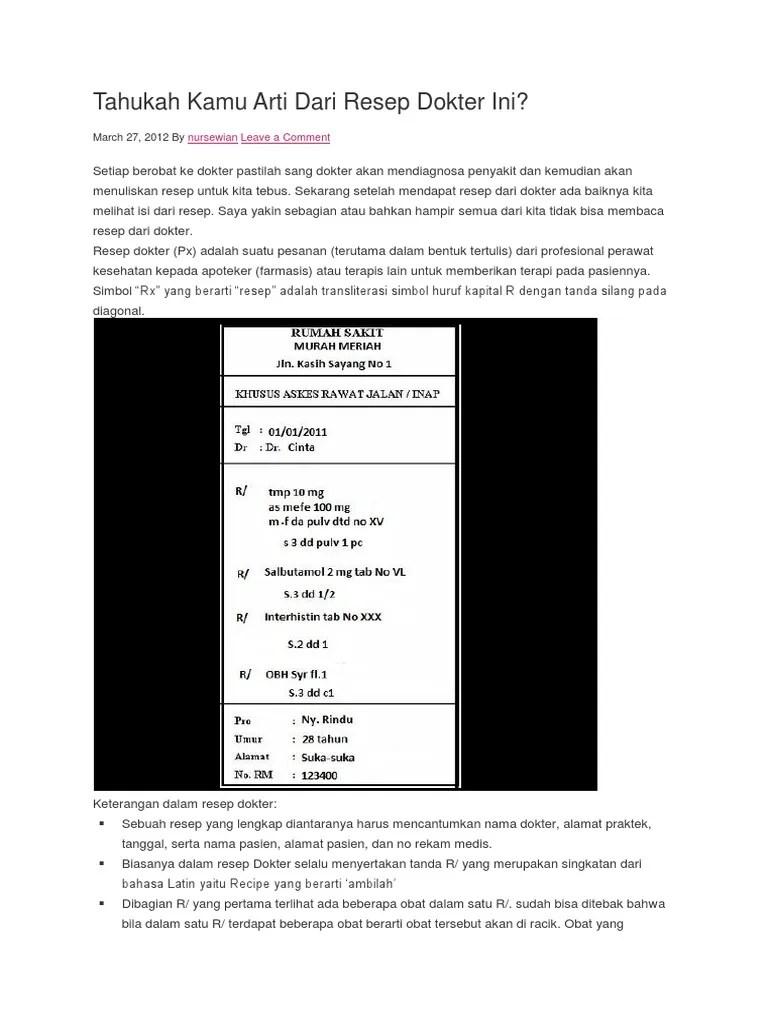 Tahukah Kamu Arti Dari Resep Dokter Ini | PDF