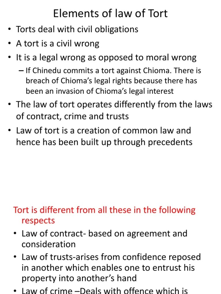 Lecture 4 Elements of Torts Tort Duty Of Care