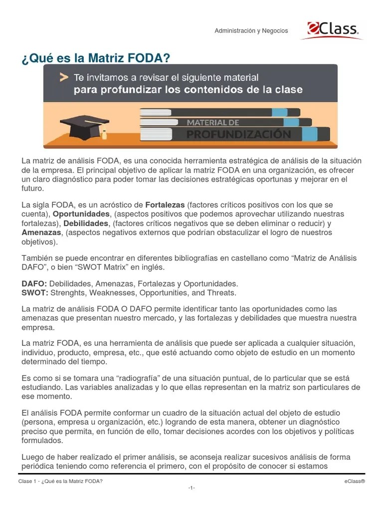 Qué Es La Matriz FODA Análisis SWOT Toma de decisiones