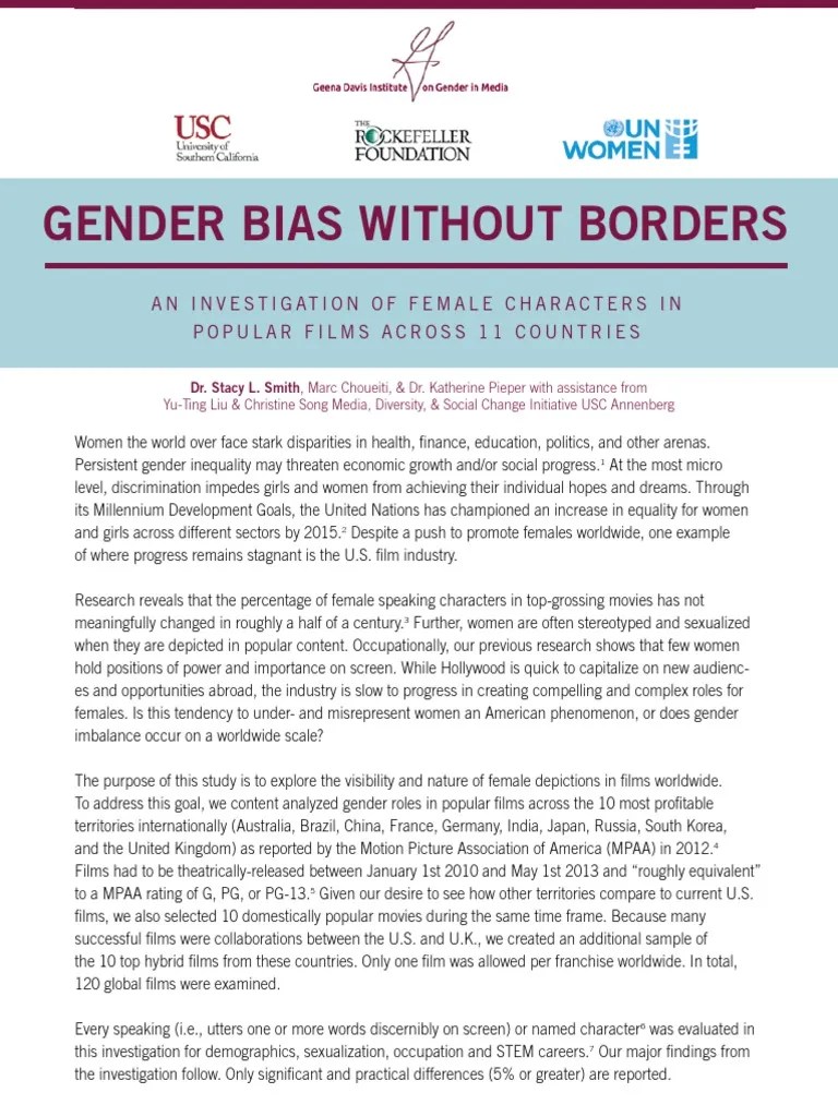 Gender Bias Without Borders Executive Summary PDF Gender Gender