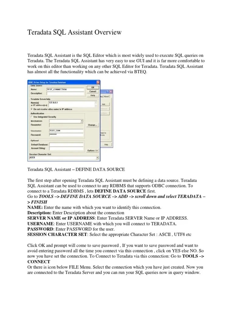 Teradata SQL Assistant Overview > Finish