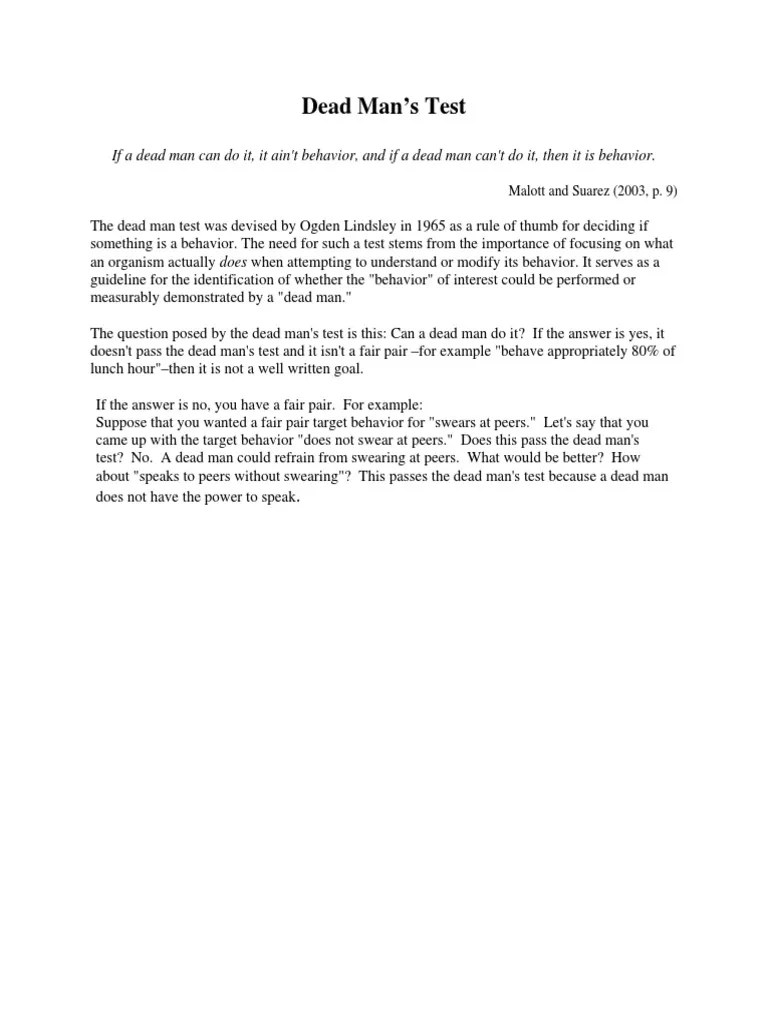 Dead Man Test