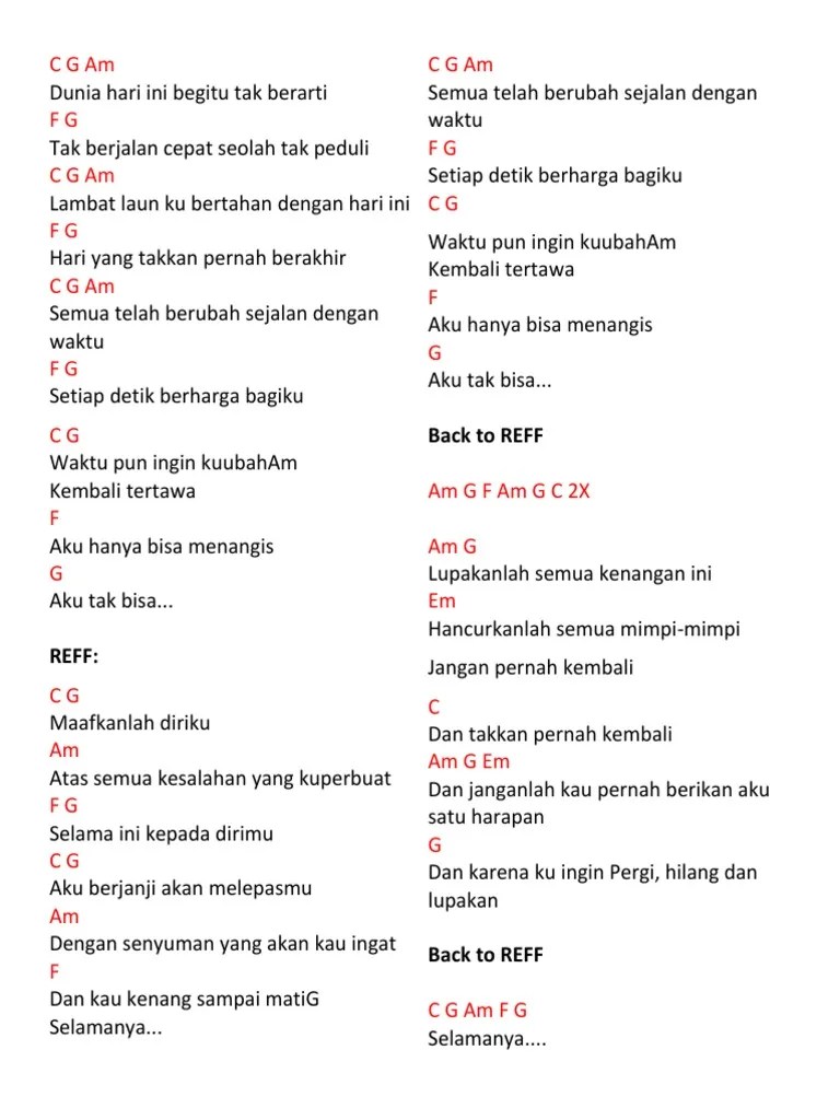 Lyrics Pergi Hilang Dan Lupakan - Remember of Today | PDF