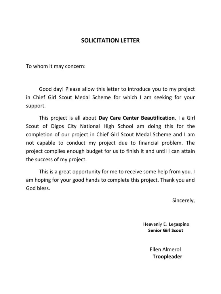 Solicitation Letter