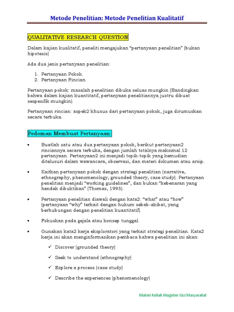 Pertanyaan Penelitian | Pdf