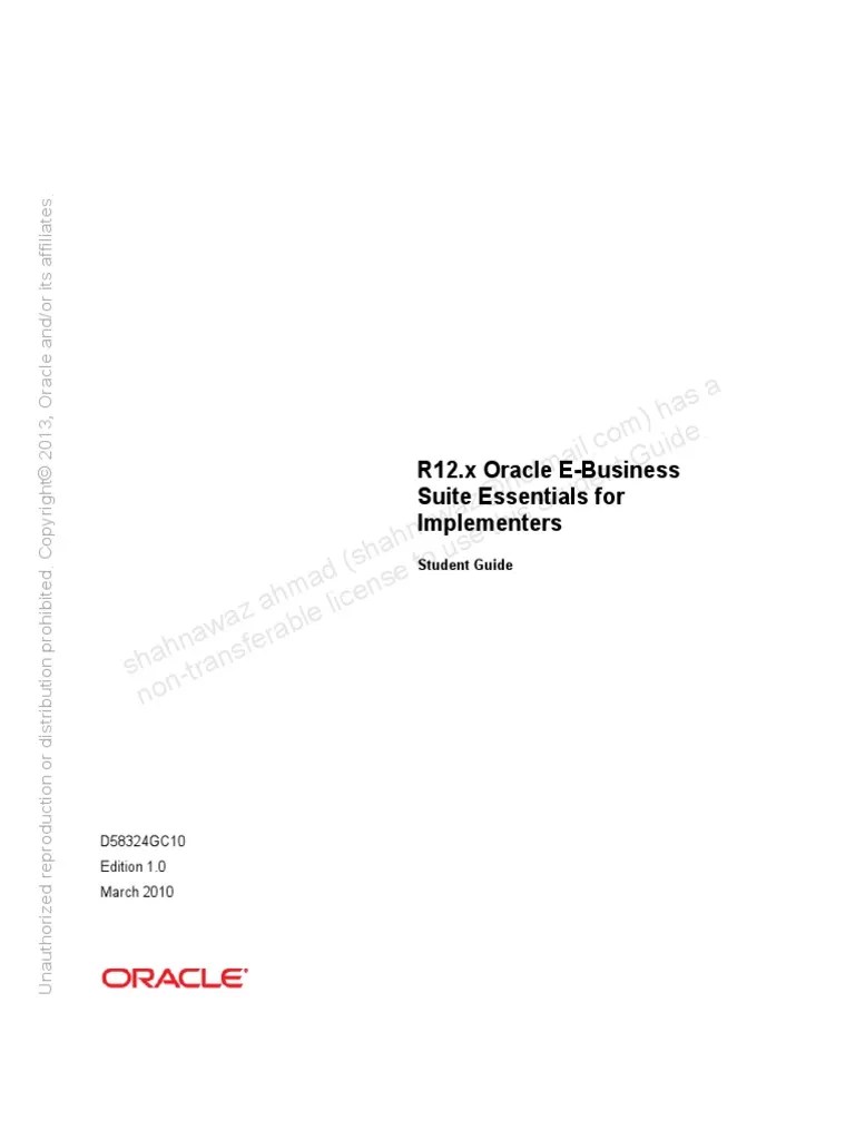 R12.x Oracle EBusiness Suite Essentials for Implementers