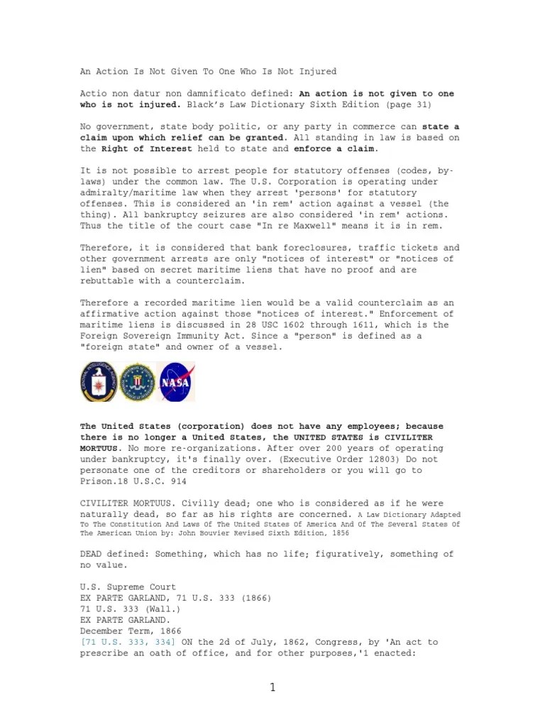 An Action Is Not Given To One Who Is Not Injured Citizenship Government Information