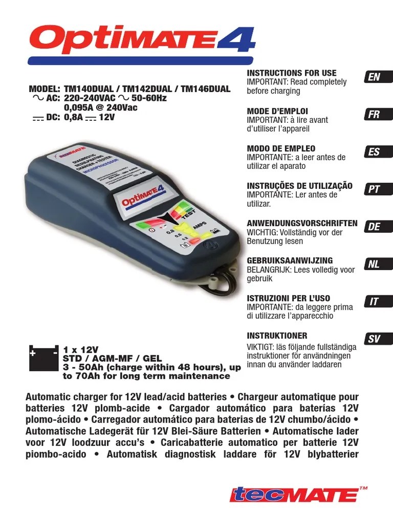 Optimate 4.pdf | Battery (Electricity) | Electromagnetism