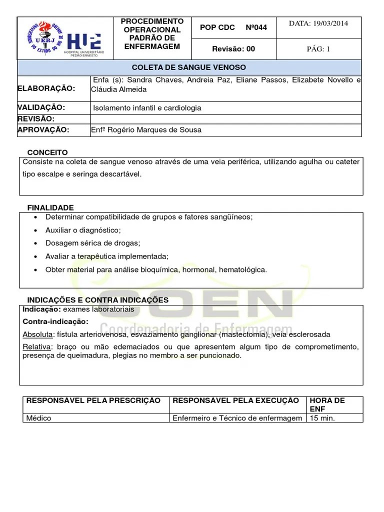 MODELO 3POP CDC. 044.COLETA DE SANGUE VENOSO.pdf Veia Enfermagem