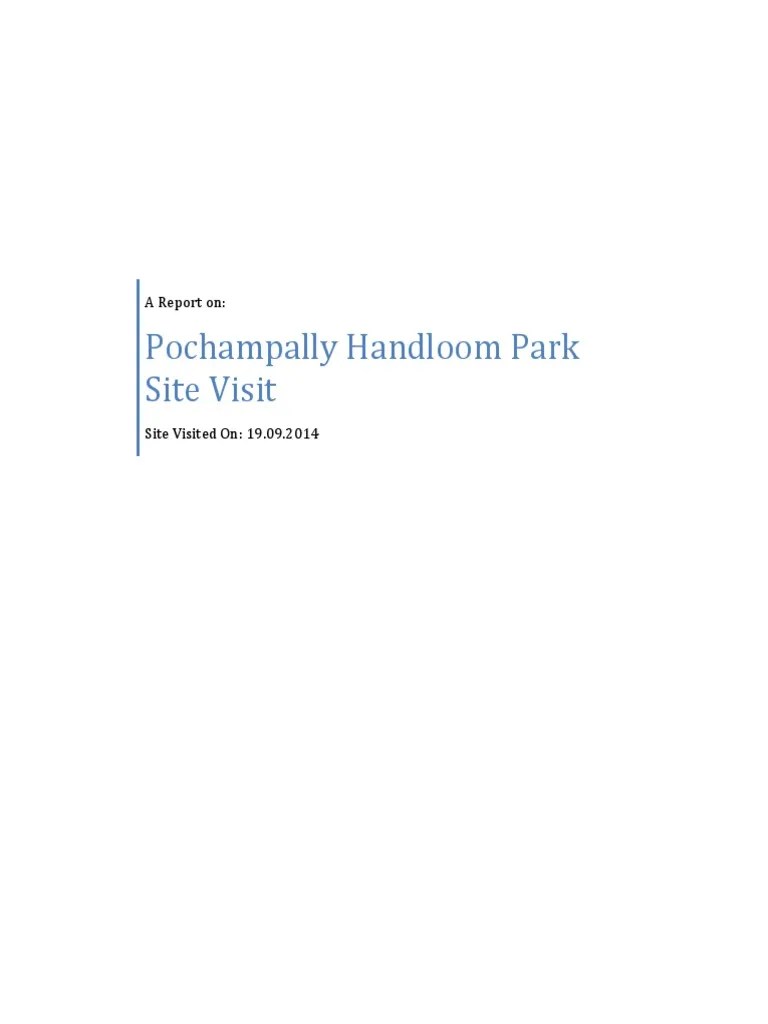 Pochampally Handloom Park Site Visit Report PDF Weaving Loom