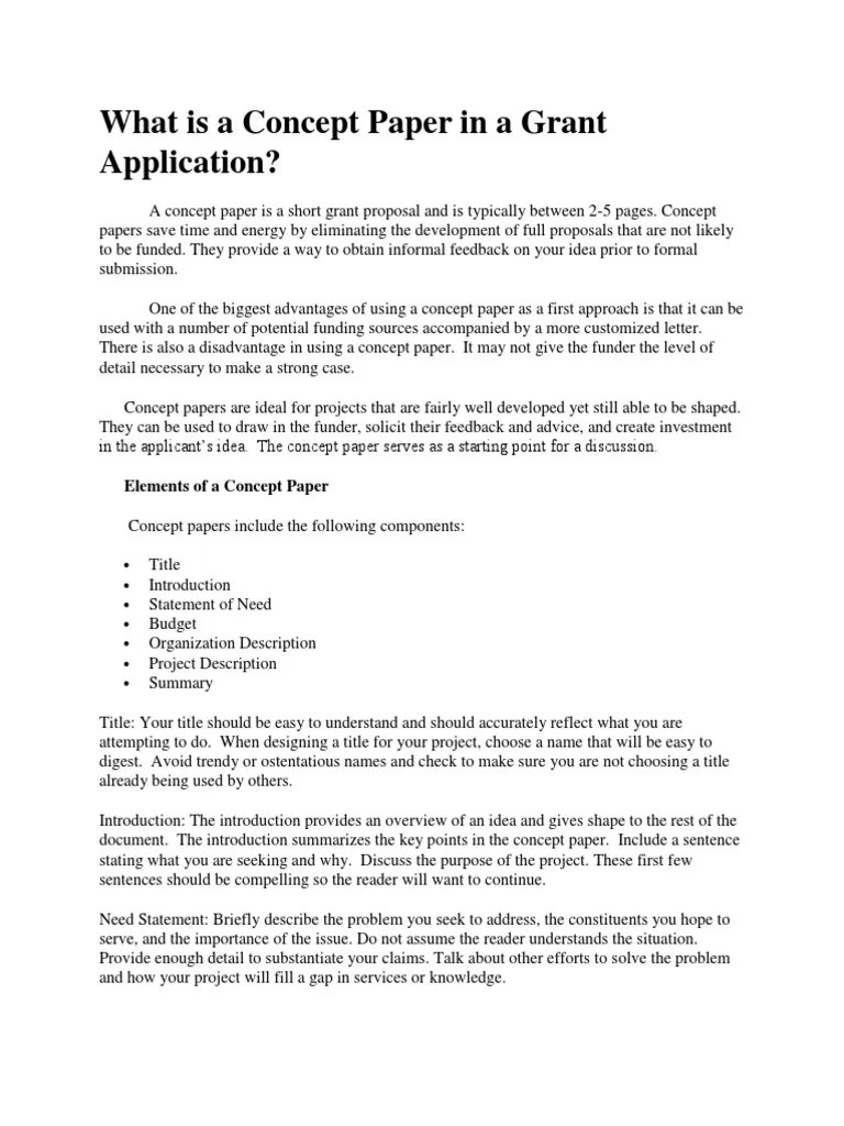 Concept Paper in a Grant Application Rain Drought