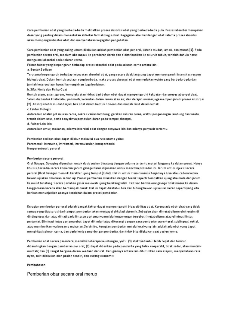 Cara Pemberian Obat Oral
