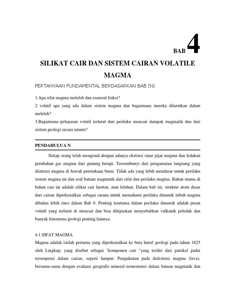 silikat cair dan sistem volatile magma
