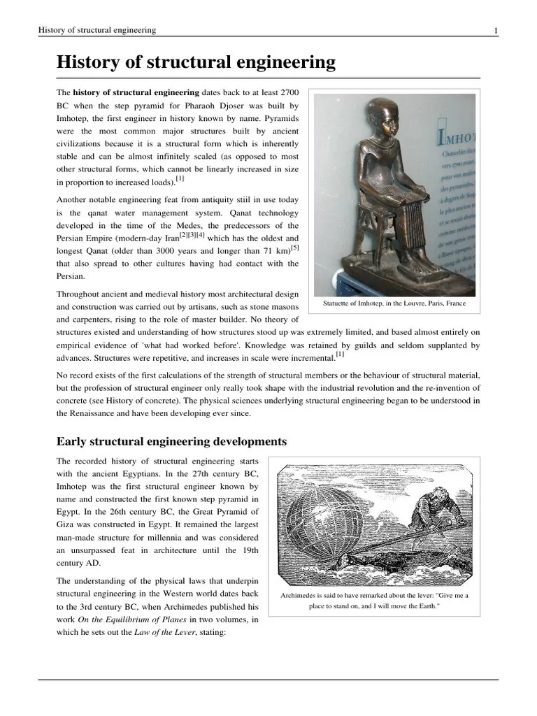 History of Structural Engineering PDF Civil Engineering